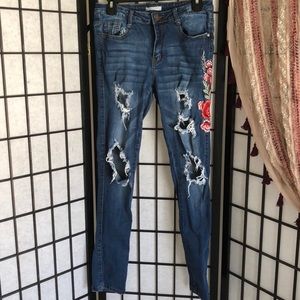 Machine denim jeans